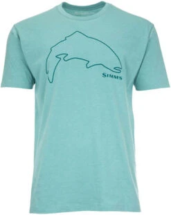 Simms Trout Outline T-Shirt - Oil Blue Heather - Large