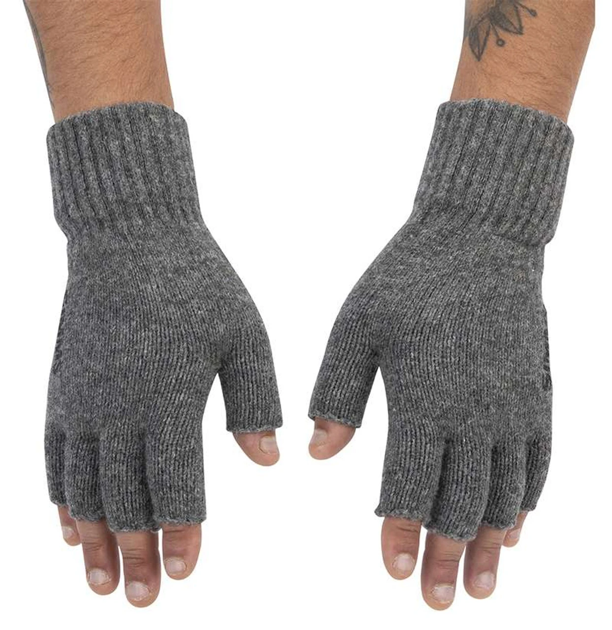 Simms Wool Half Finger Mitt - Steel 2 Simms Wool Half Finger Mitt - Steel - Image 2